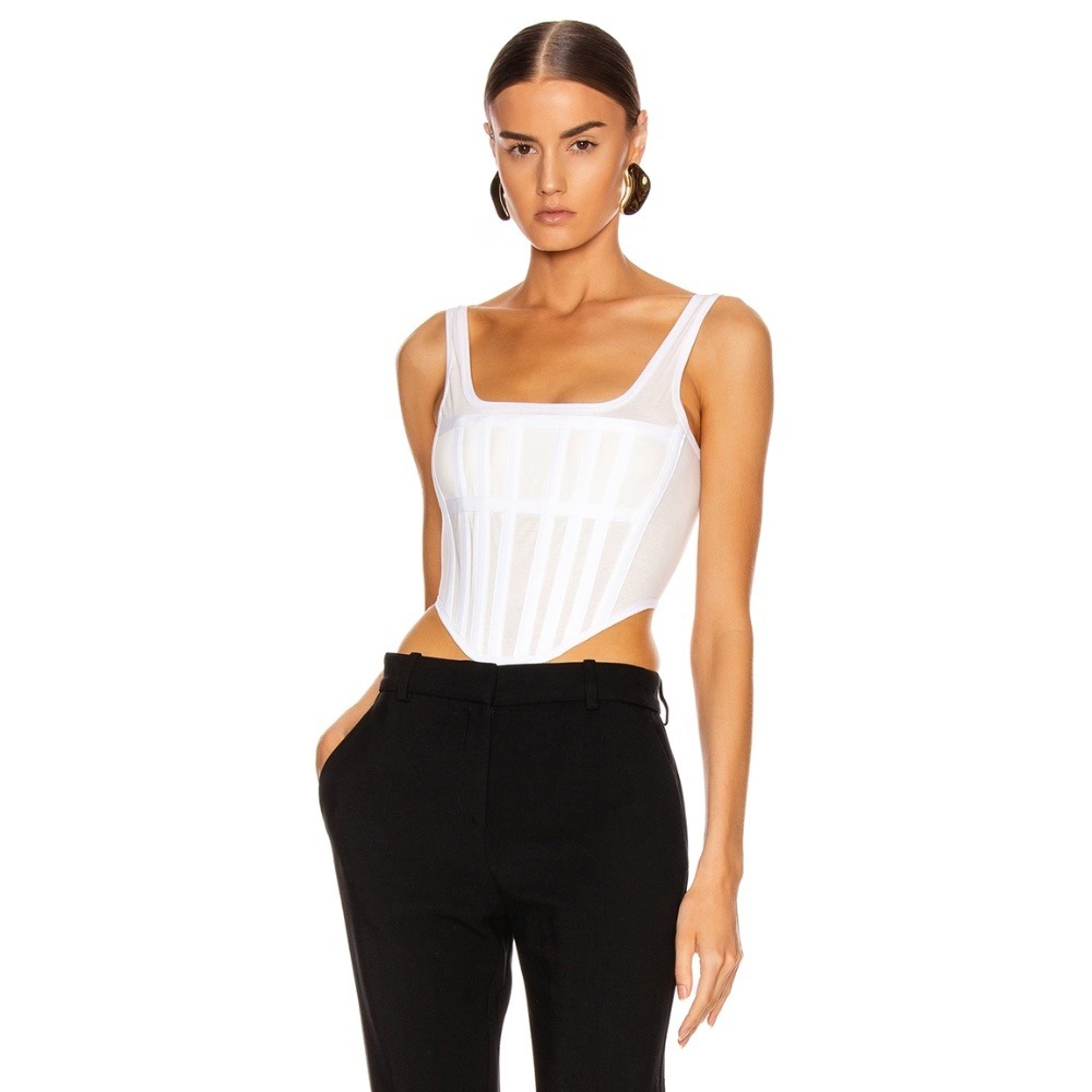 Dion Lee Sheer Corset Top in Ivory White Cotton Crop Top Tank US 6 AUS 10